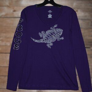 TCU purple VN rhinestone bling Long Sleeve Shirt XS S M L XL XXL 1X 2X,3X,4X,5X